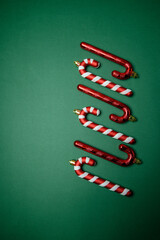 Festive Green Background with Ornaments and Text Zone