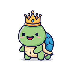 Obraz premium Cartoon Turtle King Illustration