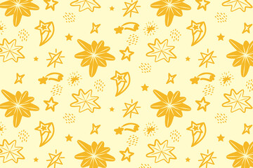 Abstract Yellow Stars Seamless Pattern Vector Illustration