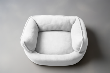 Plush gray pet bed mockup, transparent design