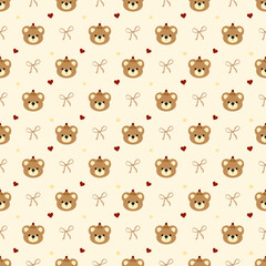 seamless pattern with bears and bow , fabric pattern, gift wrapping paper 