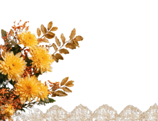 PNG Fall bouquet arrangement chrysanthemums background leaves.