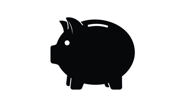 Black piggy bank silhouette with slot on top for saving money and financial planning