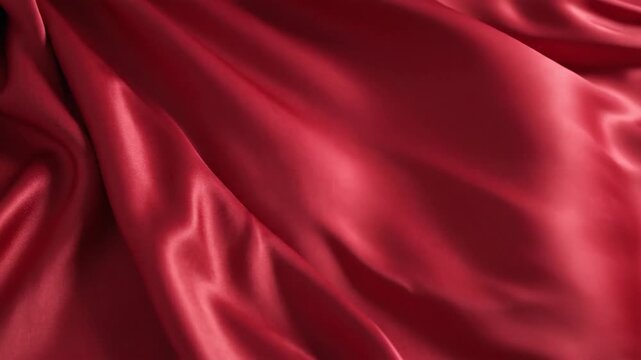Flowing red fabric texture with soft shadows and elegant folds