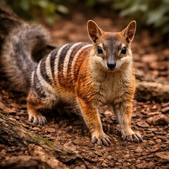 numbat striped anteater standing on forest floor unique animal