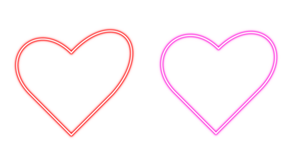 Neon Heart Outline Vector on Transparent Background, Glowing Love Frame Design