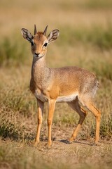 dik-dik tiny antelope standing in african grassland unique animal
