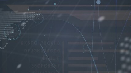 Animation of network of connections over data processing and world map - Powered by Adobe