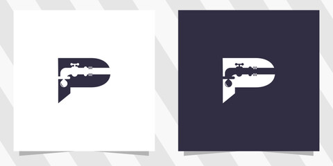 letter p with plumbing logo design