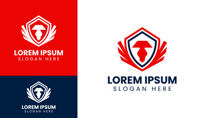 Minimalist shield table lamp logo design template vector illustration