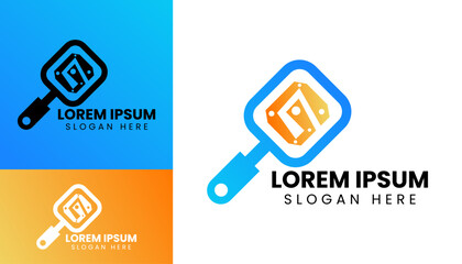 Modern initial g digital search logo design template in clean minimalist vector illustration