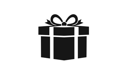 Obraz premium Black gift box with ribbon and bow icon elegant presentation isolated on white background simple design