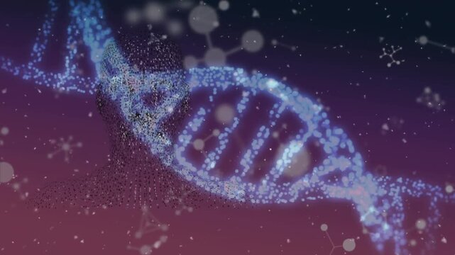 Animation of light spots and trail on blue background