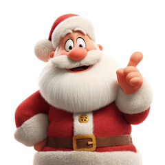 Cute 3D Santa Claus Cartoon Character Pointing Finger Isolated