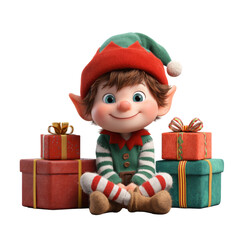 Cute 3D Cartoon Santa Claus Character Pointing Finger Up Having an Idea Isolated on White Background