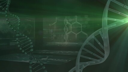 Animation of dna strands over data processing - Powered by Adobe