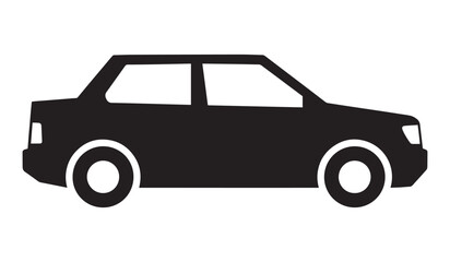 Fototapeta premium Black silhouette of a car isolated on white background