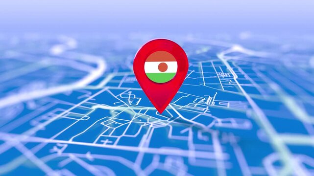 Niger Flag Pin Location On Digital Map Revealing By Cloth