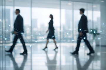 Future Corporate Network and Digital Connectivity Concept with Business Professionals in Modern Office