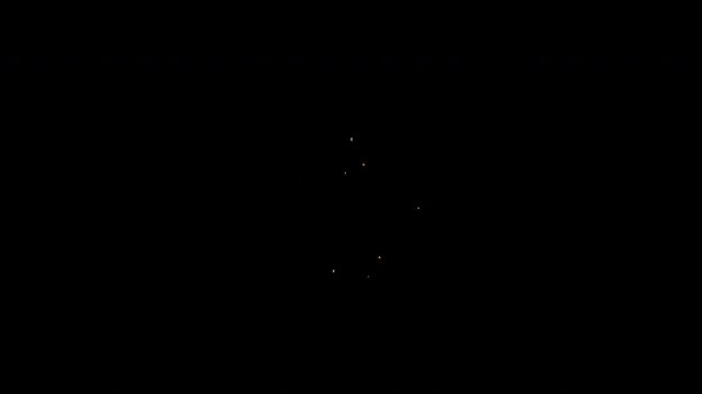 A small amount of glowing sparks continuously bursts from the center. Seamless looping animation in 4K resolution with alpha channel, ideal for minimal VFX, motion graphics and elegant visual accents