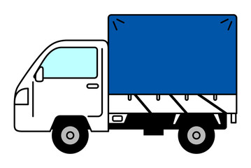 幌（シート）のついた白い軽トラック