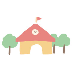 入園・入学案内に使える やさしいイラストカットシリーズ｜幼稚園の校舎
Gentle Illustration Cut Series for Kindergarten Entrance & School Admission｜Kindergarten Building