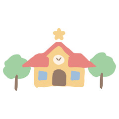 入園・入学案内に使える やさしいイラストカットシリーズ｜幼稚園の校舎
Gentle Illustration Cut Series for Kindergarten Entrance & School Admission｜Kindergarten Building