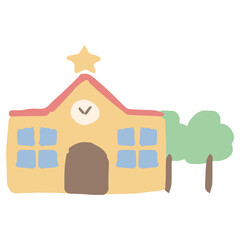 入園・入学案内に使える やさしいイラストカットシリーズ｜幼稚園の校舎
Gentle Illustration Cut Series for Kindergarten Entrance & School Admission｜Kindergarten Building