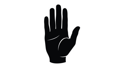 Obraz premium Black silhouette of a hand with palm facing forward and thumb separated from other fingers on a white background