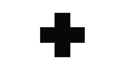 Fototapeta premium Black medical cross symbol on white background simple healthcare icon minimalist design for medical purposes and health related concepts
