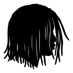 Silhouette profile portrait of person with long dreadlocks hairstyle facing right © Avijit
