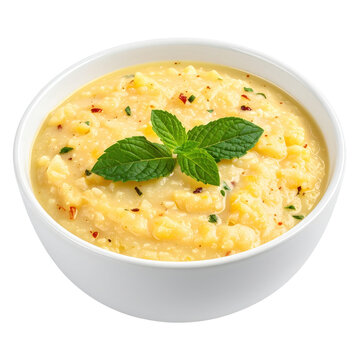 Homemade asaro, a delicious and filling west african yam porridge, often enjoyed as a main course, presented isolated on white background
