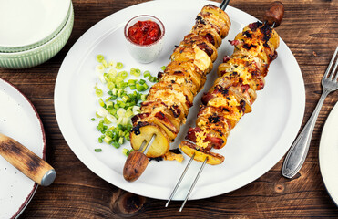 Baked Potato and Bacon Kebabs