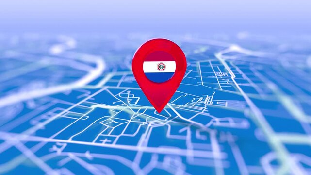 Paraguay Flag Pin Location On Digital Map Revealing By Cloth