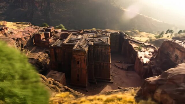 Ancient rock-hewn churches in Lalibela, Ethiopia, captured in a stunning cinematic sequence