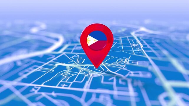 Philippines Flag Pin Location On Digital Map Revealing By Cloth