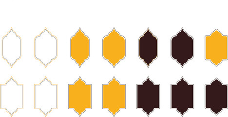 Islamic Ornamental Frame Set in Gold and Brown Color Vector, Arabic Style , Traditional Islamic Decoration Vector.