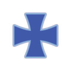 Blue cross isolated on white backdrop. Vector illustration