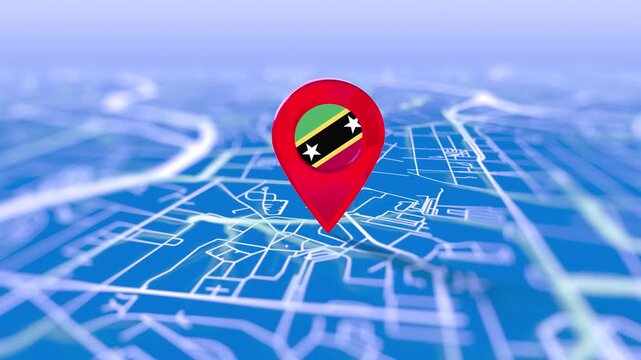 Saint Kitts Flag Pin Location On Digital Map Revealing By Cloth