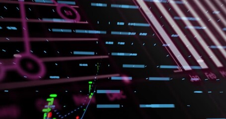 Animation of digital data processing over clack background - Powered by Adobe