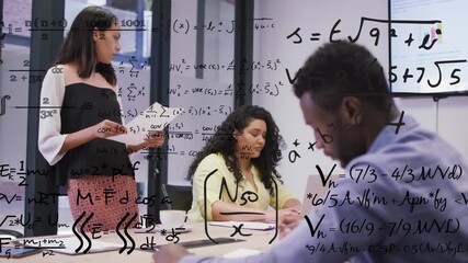 Animation of stressed caucasian businessman having boy doing homework - Powered by Adobe