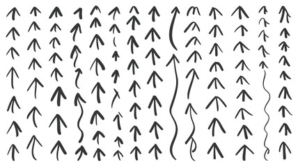 Hand drawn arrows pointing up in various styles and sizes