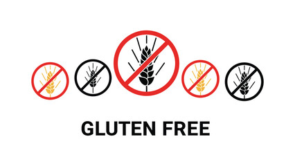 A gluten free sign with icons indicating no gluten ingredients