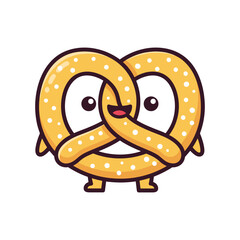Adorable Cartoon Pretzel Character Illustration