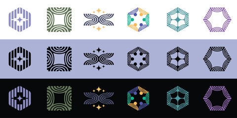 Abstract Geometric Minimalist Symbol Bundle with Dynamic Line Effects for Branding Identity