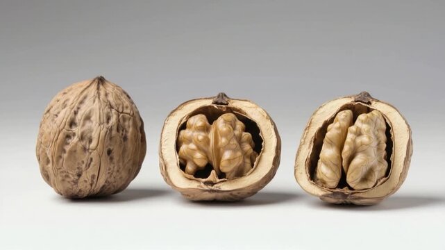 Discover the beauty of walnuts in this stunning footage. Examine the intricate designs and textures. Perfect for food enthusiasts and health advocates. Generative AI