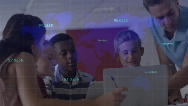 Animation of mathematical equations over schoolchildren using laptop