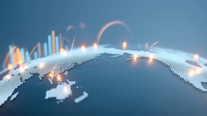 A digital globe showcasing global connectivity and data visualization with vibrant graphs and network lines. - Powered by Adobe