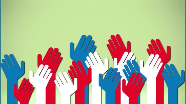 Animation of hands icons on green background