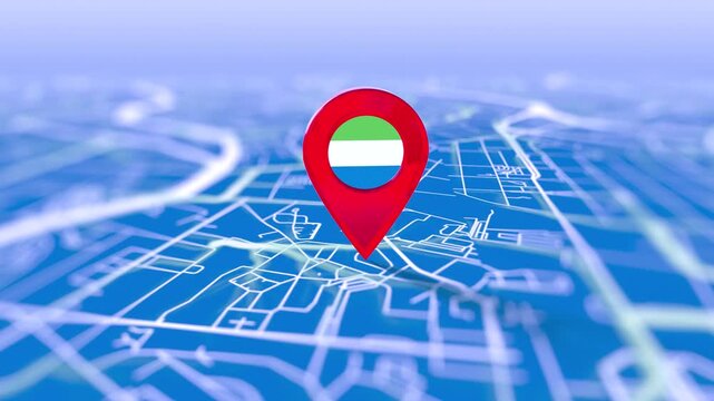 Sierra Leone Flag Pin Location On Digital Map Revealing By Cloth